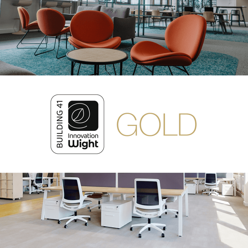 Image reads "Building 41 Gold Membership" with co-working space in background