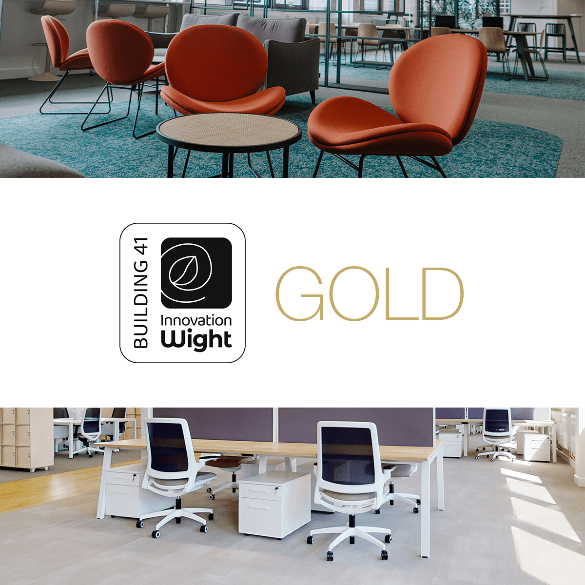 Image reads "Building 41 Gold Membership" with co-working space in background